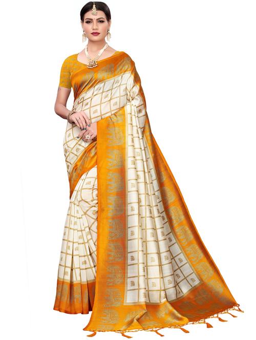 checkered printed saree with blouse - 19604649 - Very Small Image - 1