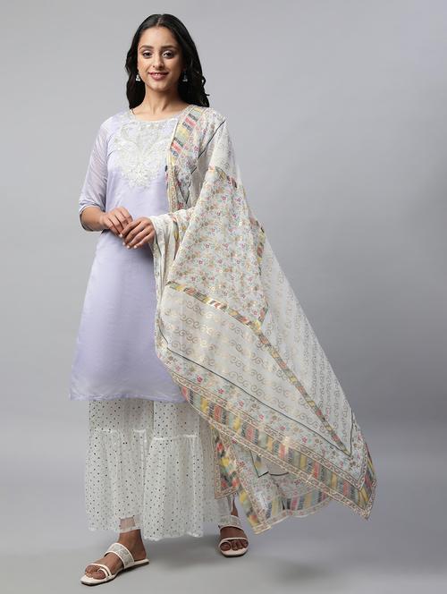 white polyester dupatta - 19605185 - Very Small Image - 1