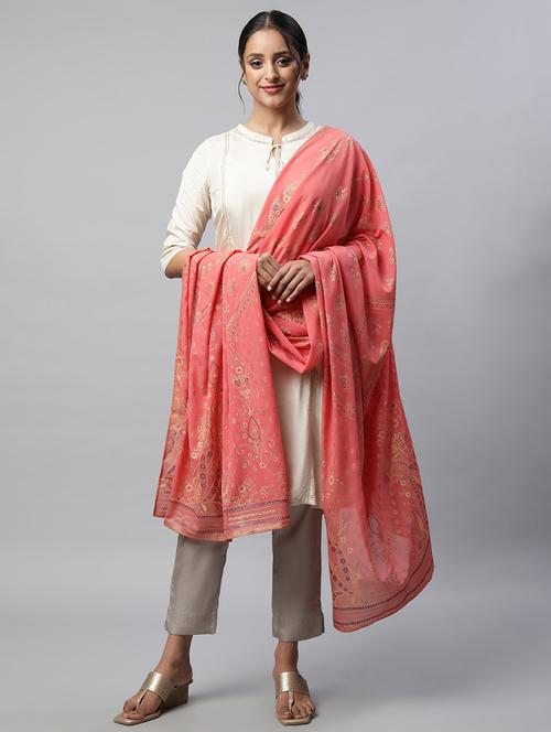 orange self design printed dupatta - 19605189 - Very Small Image - 1