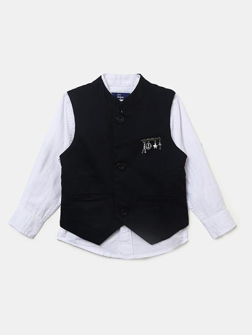 mandarin collar solid shirt with jacket - 19606313 - Very Small Image - 1