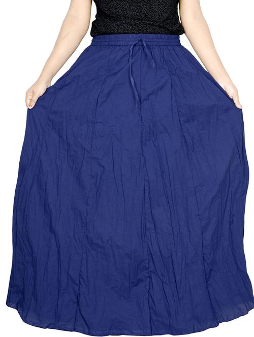 navy blue cotton flared skirt - 19606987 - Very Small Image - 1