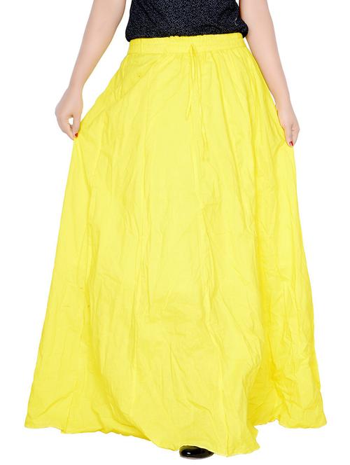 yellow cotton blend flared skirt - 19606993 - Very Small Image - 1