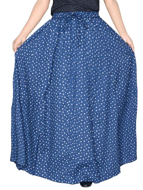 dark blue cotton blend flared skirt - 19606998 - Very Small Image - 1