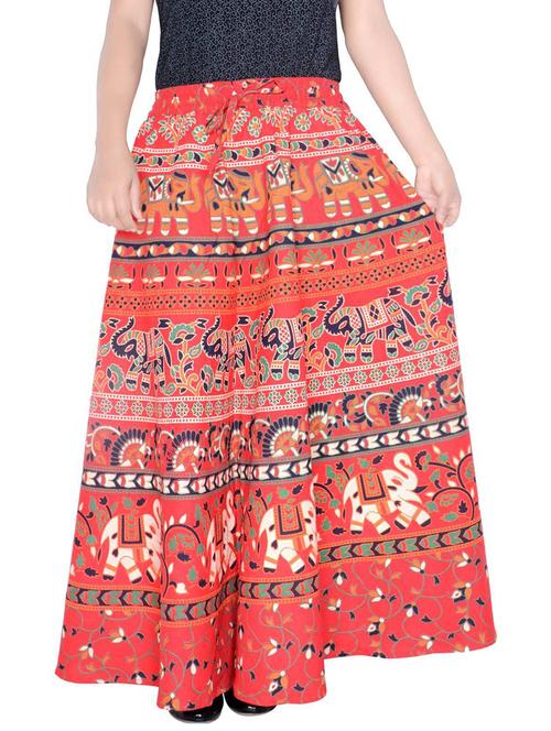 red cotton blend flared skirt - 19607032 - Very Small Image - 1