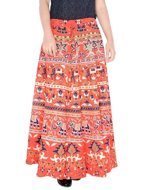 orange cotton blend flared skirt - 19607044 - Very Small Image - 1