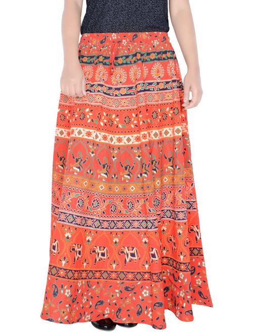 orange cotton blend flared skirt - 19607047 - Very Small Image - 1