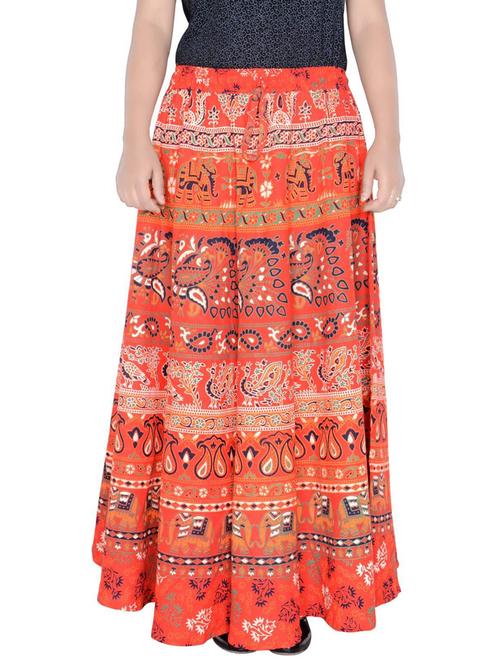 orange cotton blend flared skirt - 19607048 - Very Small Image - 1