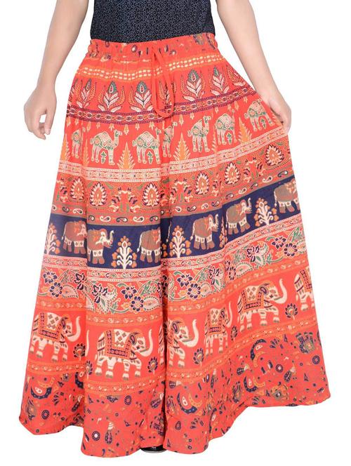 orange cotton blend flared skirt - 19607049 - Very Small Image - 1