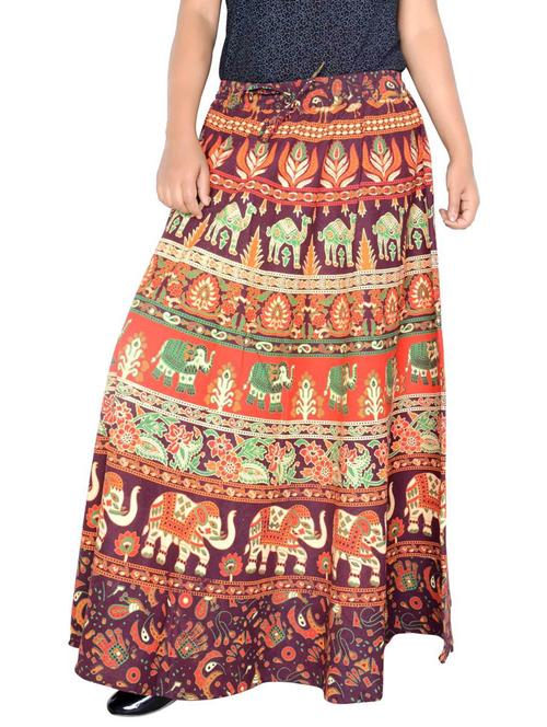 red cotton blend flared skirt - 19607069 - Very Small Image - 1