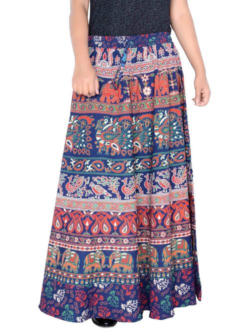 blue cotton blend flared skirt - 19607075 - Very Small Image - 1