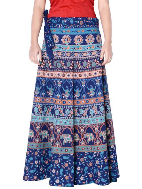 blue cotton blend long skirt - 19607138 - Very Small Image - 1