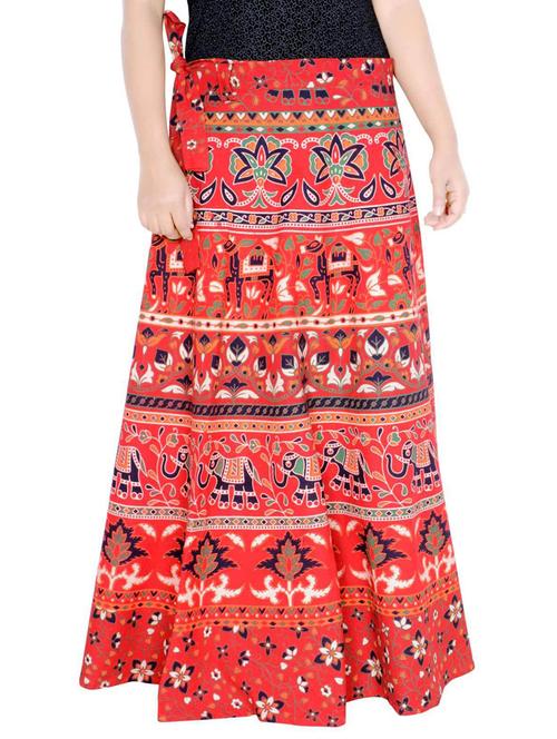 red cotton blend long skirt - 19607142 - Very Small Image - 1