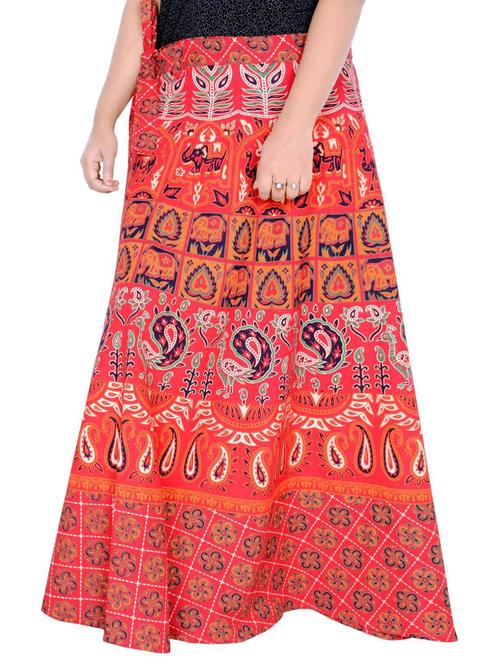 red cotton blend long skirt - 19607143 - Very Small Image - 1
