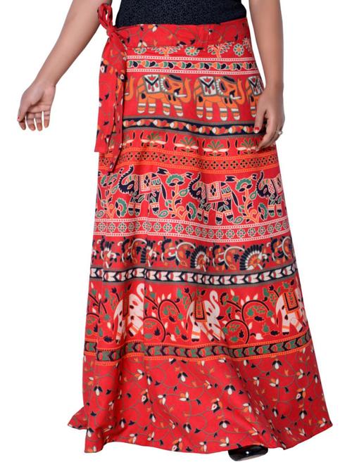 red cotton blend long skirt - 19607144 - Very Small Image - 1