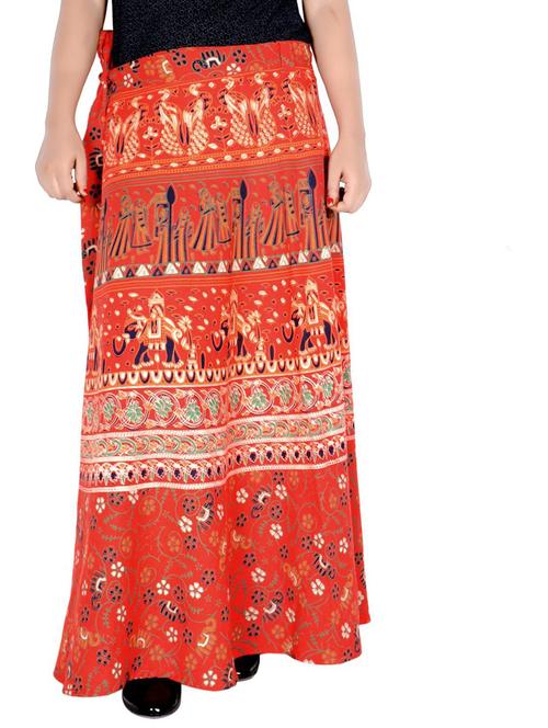 orange cotton blend long skirt - 19607155 - Very Small Image - 1