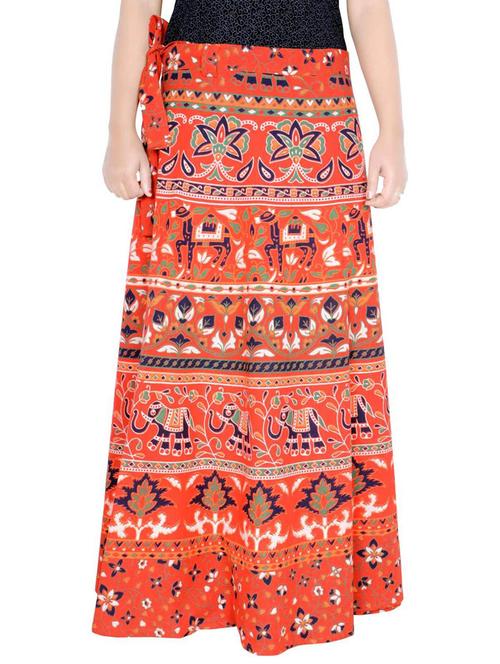 orange cotton blend long skirt - 19607156 - Very Small Image - 1
