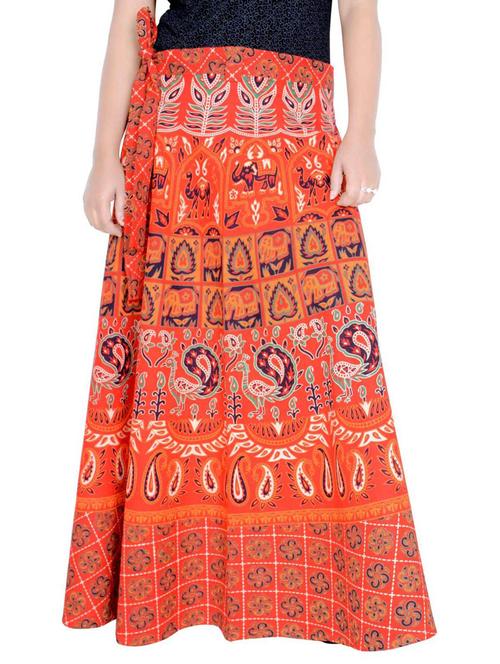 orange cotton blend long skirt - 19607157 - Very Small Image - 1