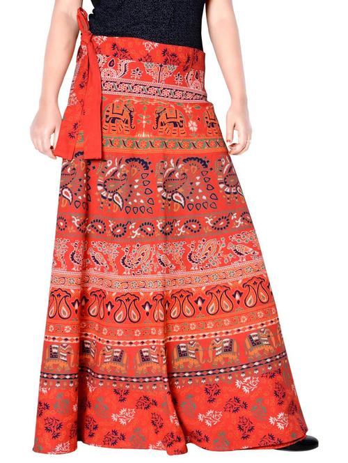 orange cotton blend long skirt - 19607160 - Very Small Image - 1
