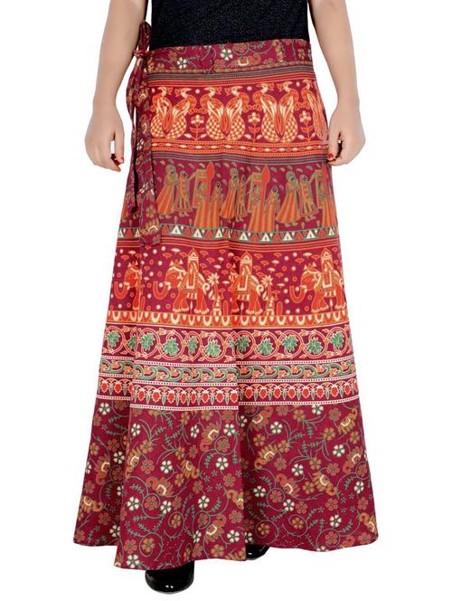 maroon cotton blend long skirt - 19607162 - Very Small Image - 1