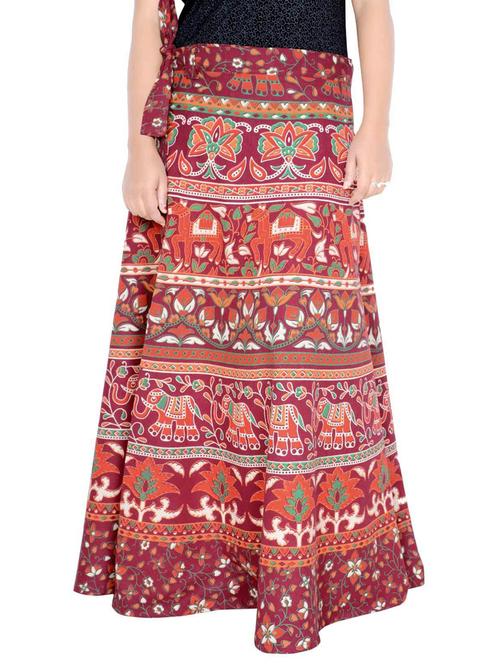 maroon cotton blend long skirt - 19607163 - Very Small Image - 1