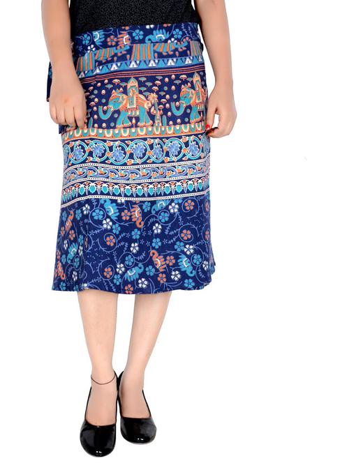 blue cotton blend long skirt - 19607190 - Very Small Image - 1