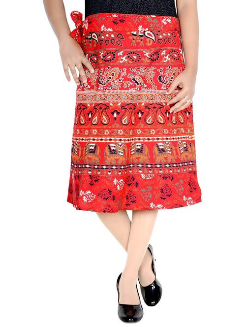 red cotton long skirt - 19607202 - Very Small Image - 1
