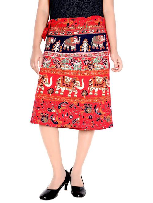 red cotton long skirt - 19607203 - Very Small Image - 1