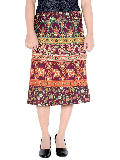 red cotton long skirt - 19607236 - Very Small Image - 1