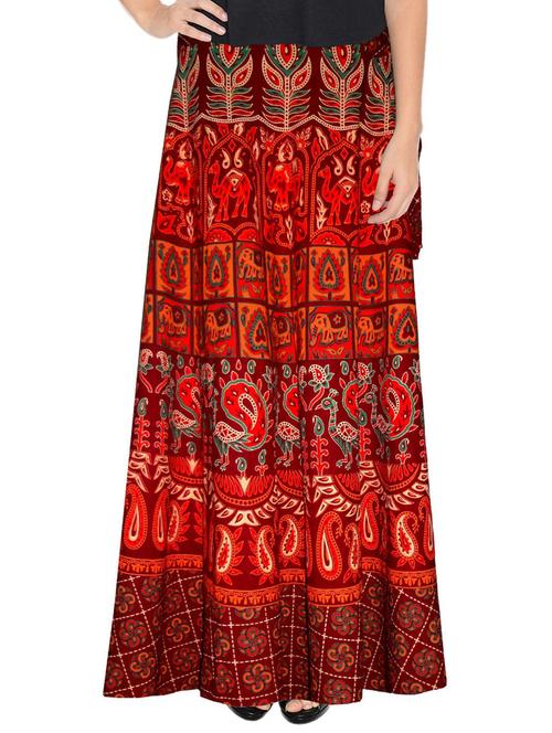red cotton blend long skirt - 19607510 - Very Small Image - 1