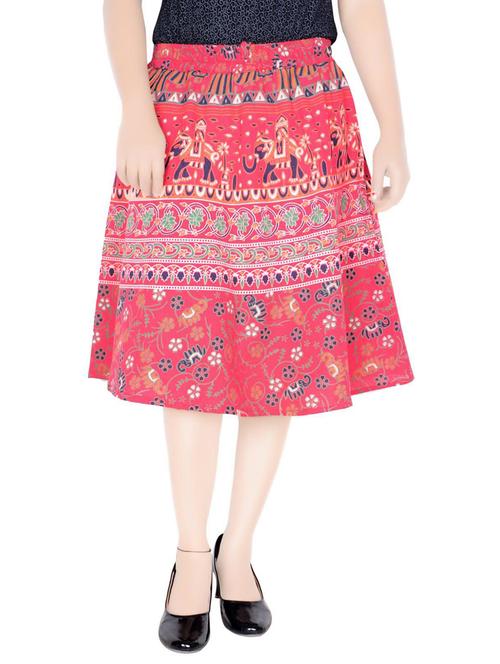red cotton flared skirt - 19607592 - Very Small Image - 1