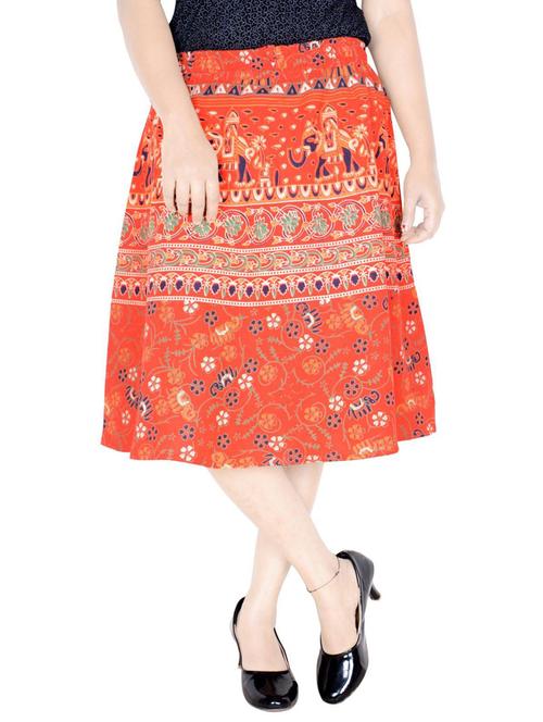orange cotton flared skirt - 19607606 - Very Small Image - 1