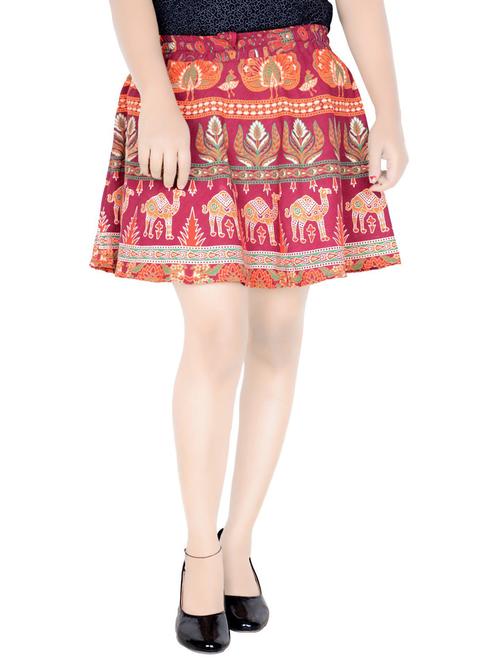 maroon cotton flared skirt - 19607673 - Very Small Image - 1