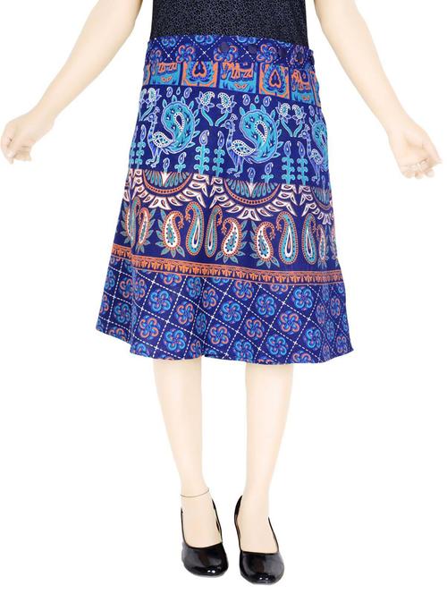 blue cotton blend flared skirt - 19607711 - Very Small Image - 1