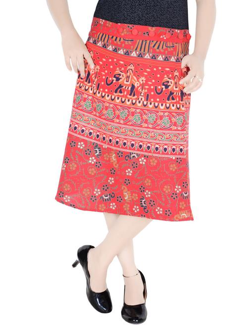 red cotton blend flared skirt - 19607716 - Very Small Image - 1