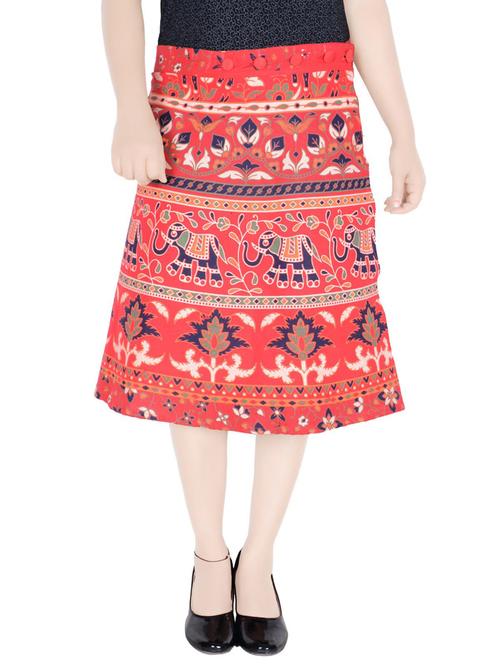 red cotton blend flared skirt - 19607717 - Very Small Image - 1