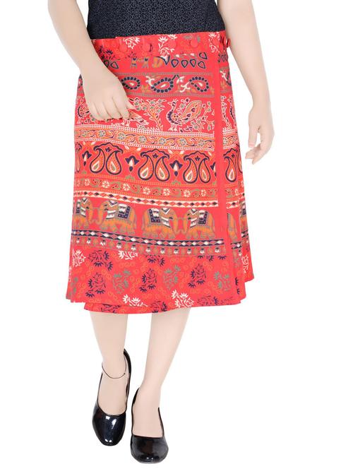 red cotton blend flared skirt - 19607721 - Very Small Image - 1
