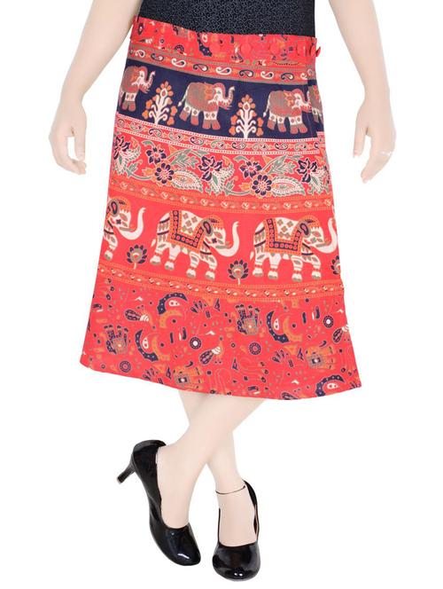 red cotton blend flared skirt - 19607722 - Very Small Image - 1