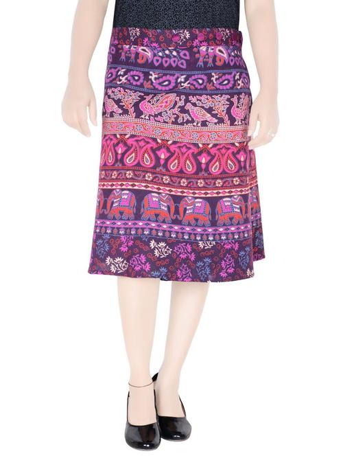 purple printed flared skirt - 19607728 - Very Small Image - 1