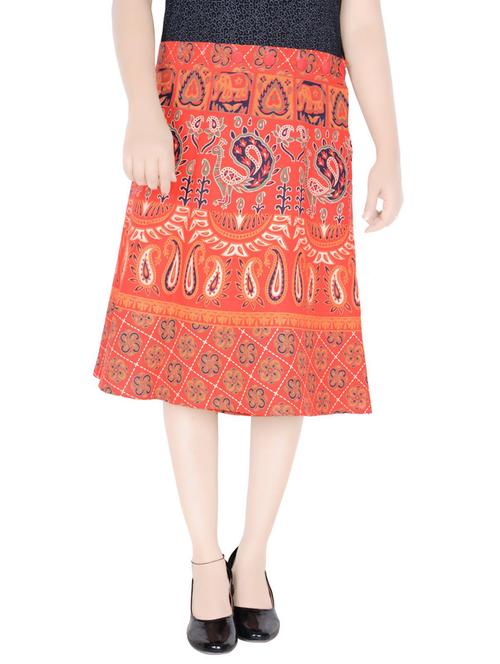 orange printed flared skirt - 19607732 - Very Small Image - 1