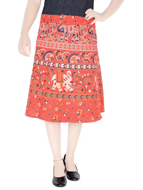 orange printed flared skirt - 19607733 - Very Small Image - 1