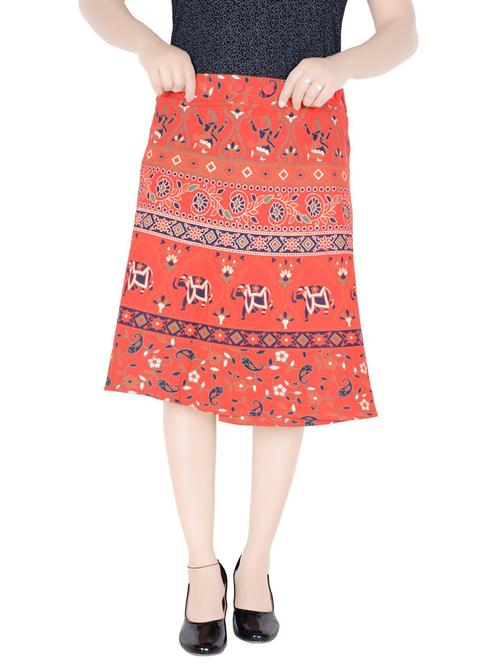 orange printed flared skirt - 19607734 - Very Small Image - 1