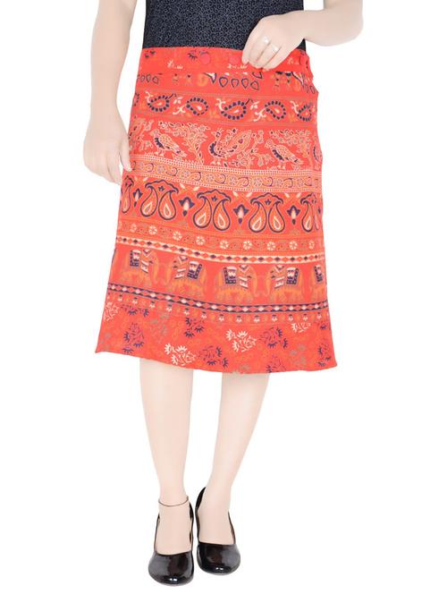 orange printed flared skirt - 19607735 - Very Small Image - 1