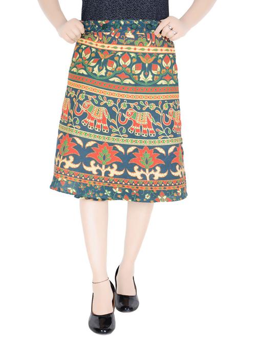 teal printed a-line skirt - 19607745 - Very Small Image - 1