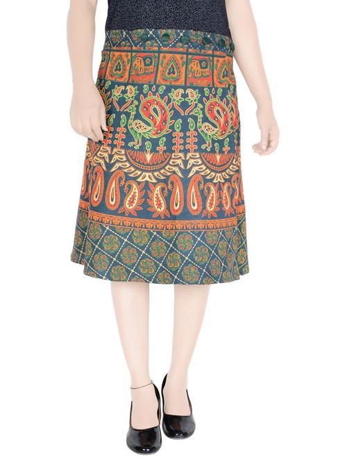 teal printed a-line skirt - 19607746 - Very Small Image - 1