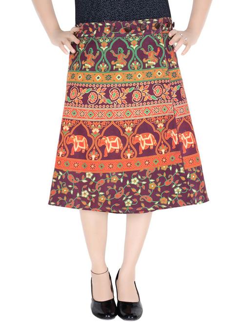 purple printed a-line skirt - 19607755 - Very Small Image - 1