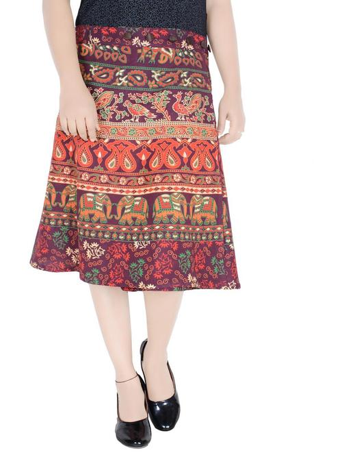purple printed a-line skirt - 19607756 - Very Small Image - 1