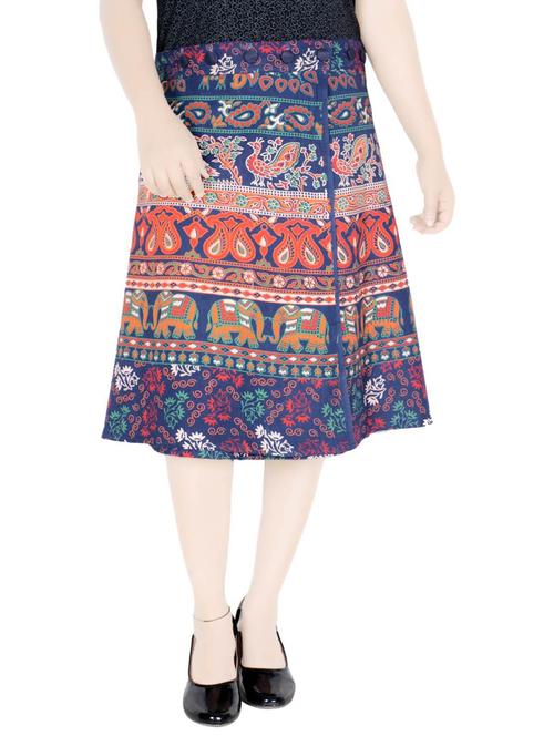 blue printed a-line skirt - 19607763 - Very Small Image - 1