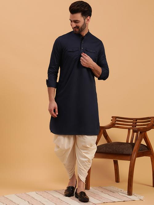 mandarin collar solid cotton kurta - 19608186 - Very Small Image - 1