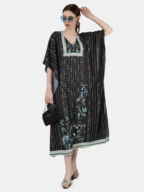 women v neck printed kaftan - 19608296 - Very Small Image - 1