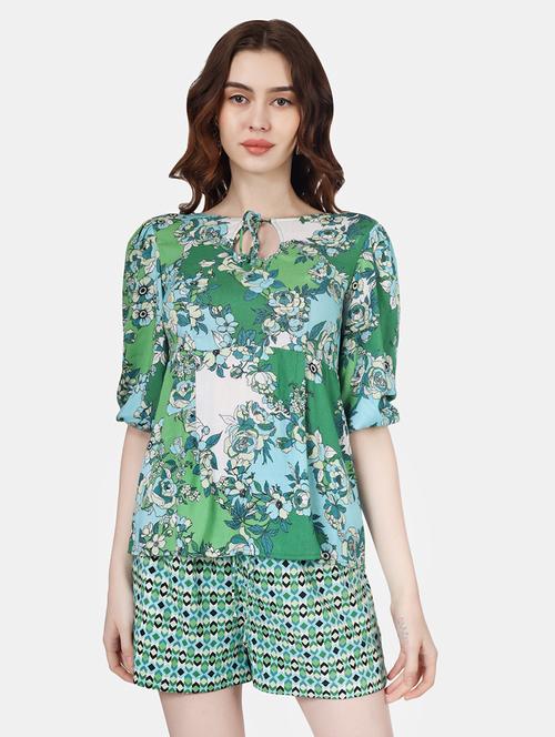women's straight tie-up neck top - 19608307 - Very Small Image - 1